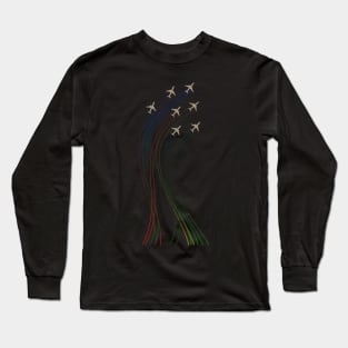 Formation flight squad colored lines - pilots and jet tea Long Sleeve T-Shirt